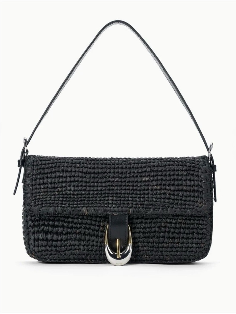 NWOT Staud BLACK RAFFIA HARLOW BAG